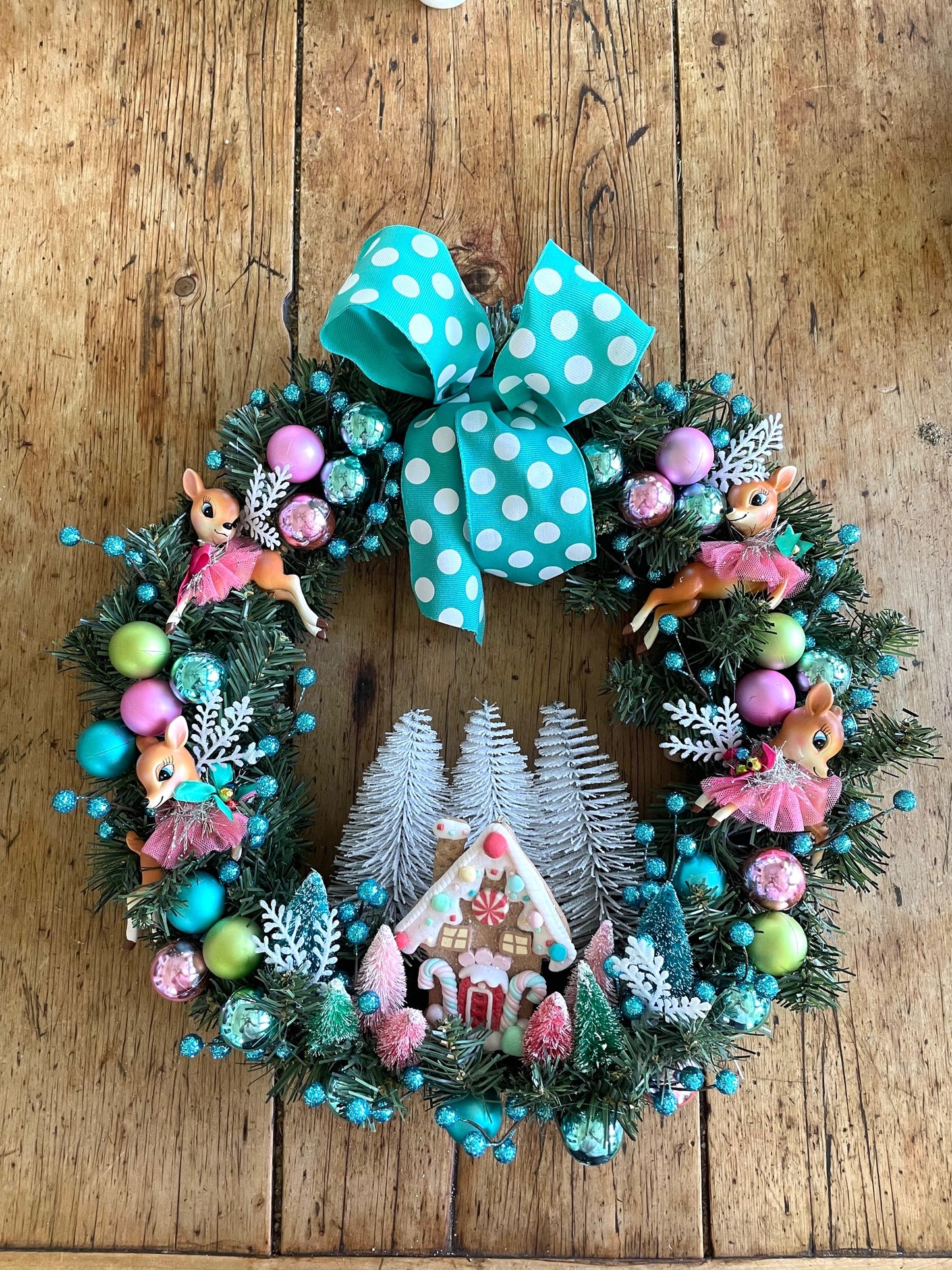 Christmas Reindeer Village Wreath